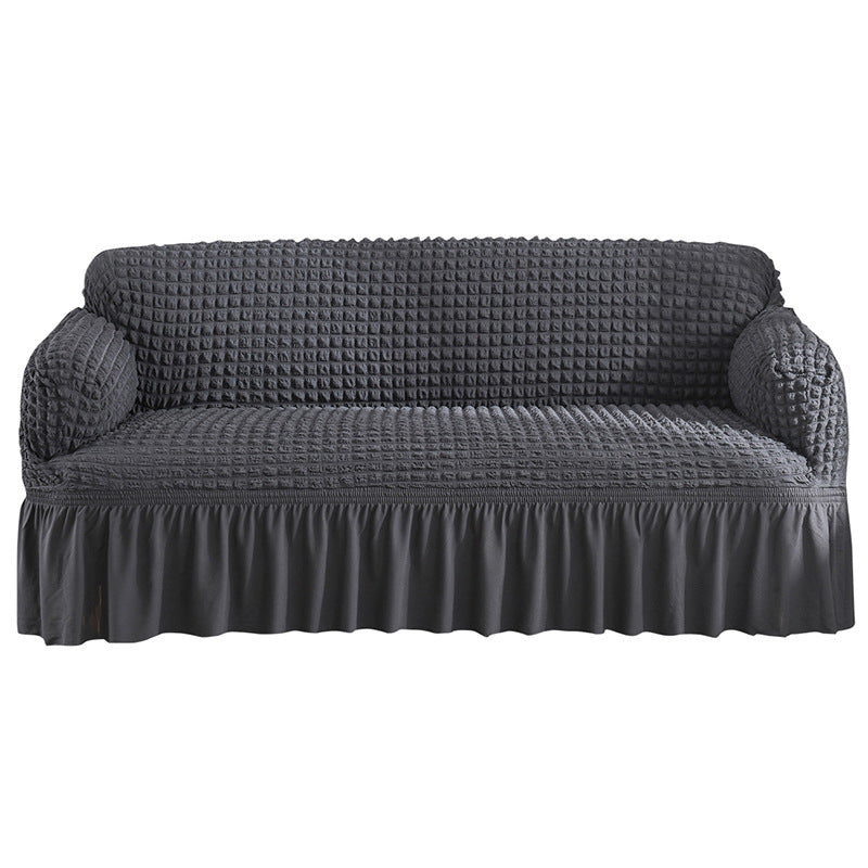 Loveseat Cover Lace Stretchable MIRELLE Dark Grey-pillowcase
