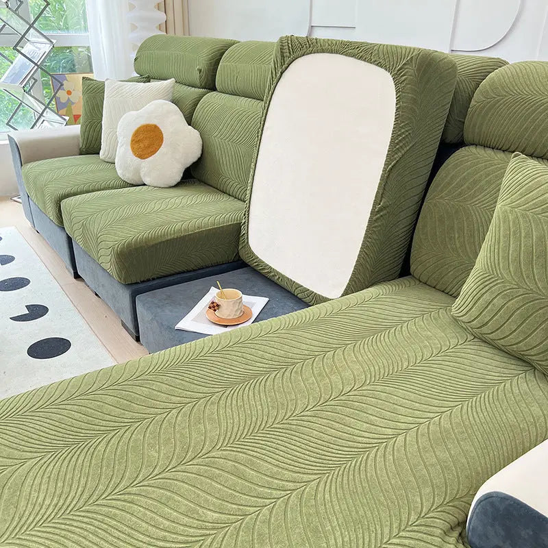 Sofa Seat Cover Waterproof Jacquard ELODIE Green-Style 4