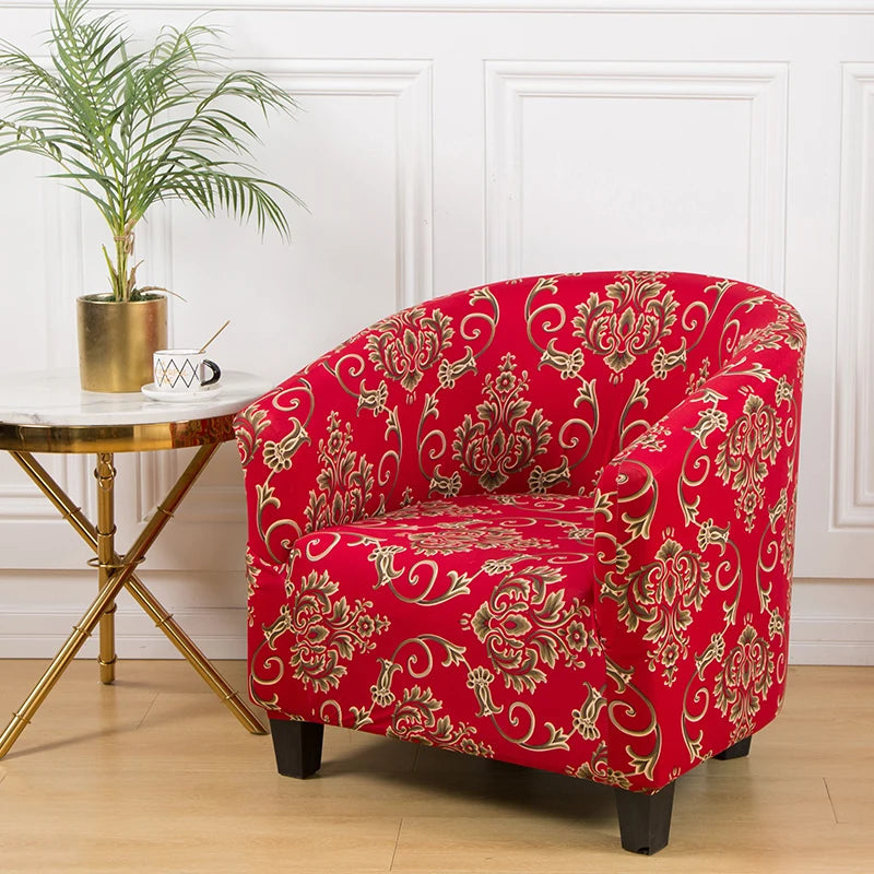 Club Chair Cover Floral Printed SOLENIQ FrenchCovers
