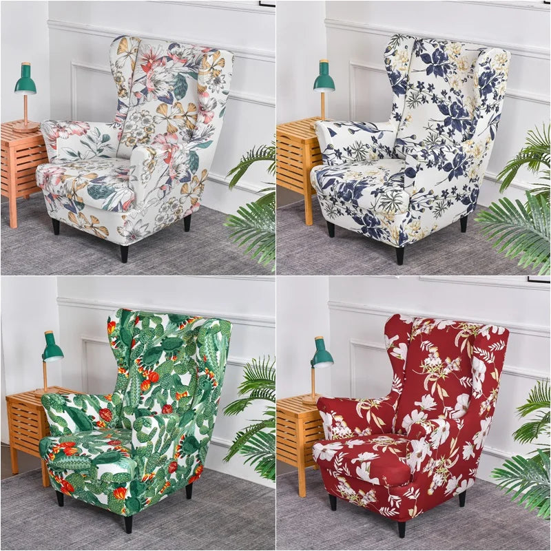 Wingback Chair Cover Set Floral VELARIO