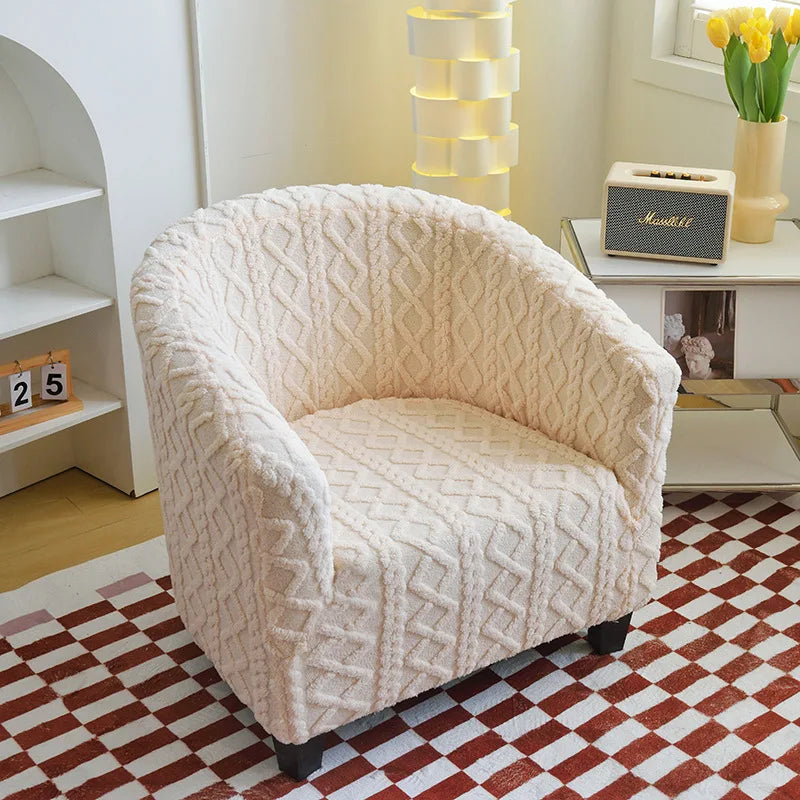 Club Chair Cover Jacquard Velvet SOLENAR FrenchCovers