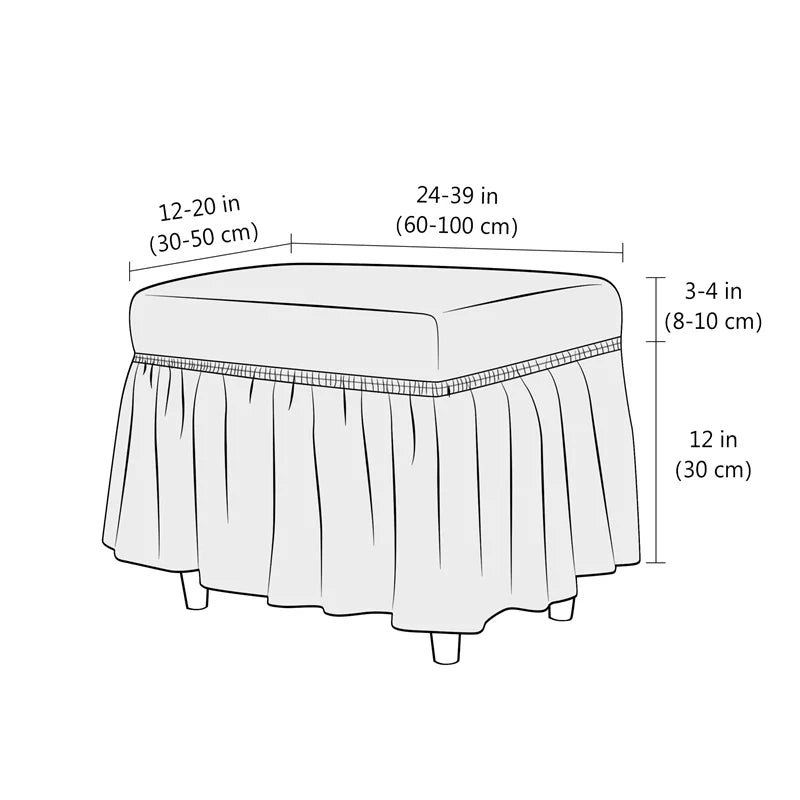 Footstool Cover Bubble Grid Stretch VELINAR FrenchCovers
