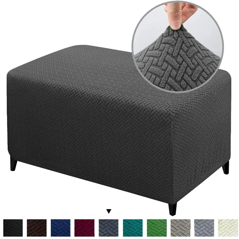 Ottoman Slipcover Stretch Spandex SOLENIA FrenchCovers