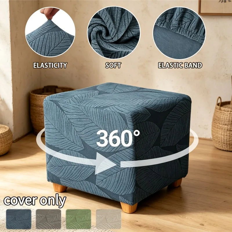 Ottoman Stool Cover Jacquard CALDIVO FrenchCovers