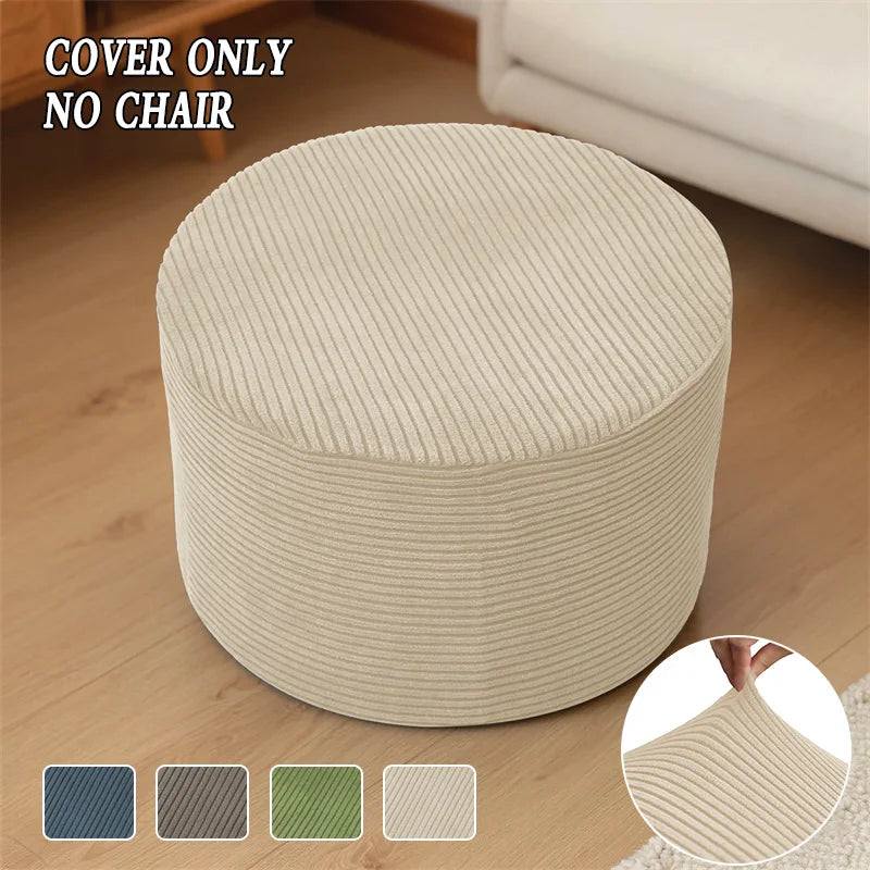 Ottoman Stool Cover Stretch Jacquard VALORIN FrenchCovers