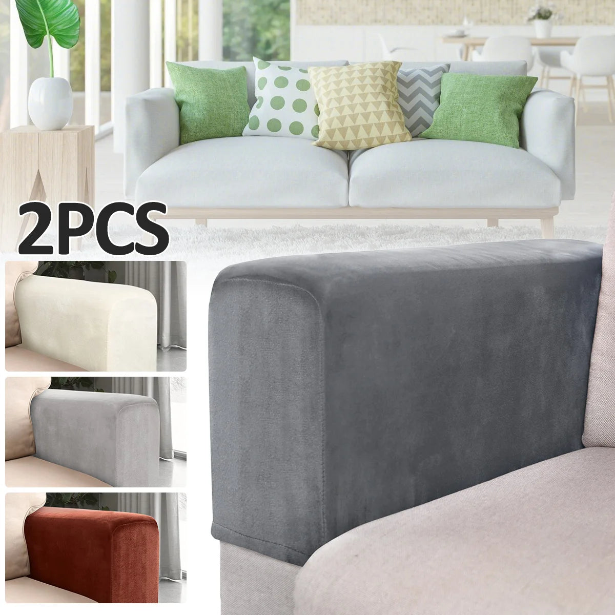 Sofa Armrest Cover Velvet VELAMO FrenchCovers