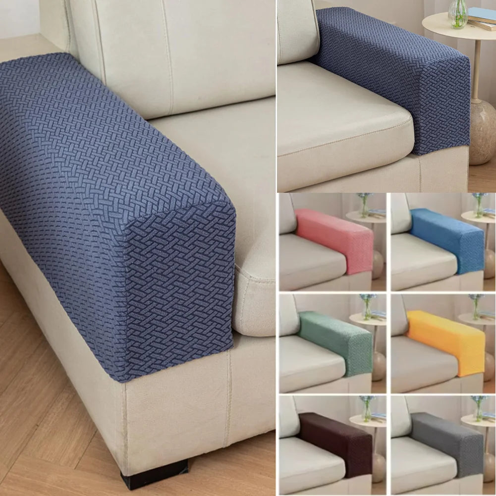 Sofa Armrest Covers Checkered Elastic CALDIVO FrenchCovers