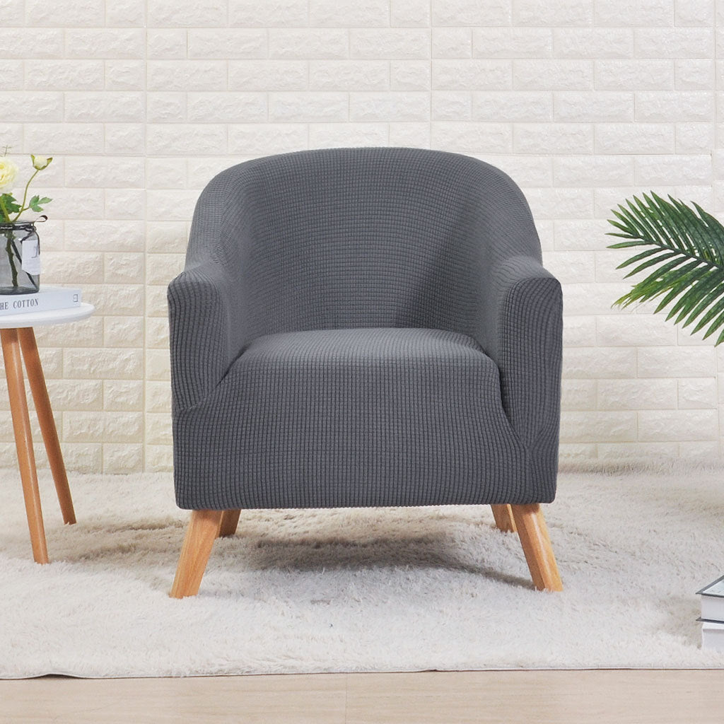 Accent Chair Cover Stretch-Fit Celeste Dark Gray Corn-Round Sofa Cover