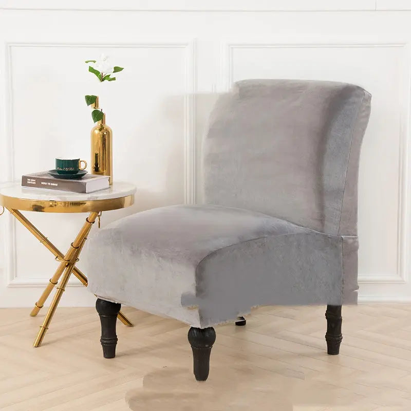 Armchair Cover Plush Velvet Élanor Silver Gray-Fat Chair Cover L