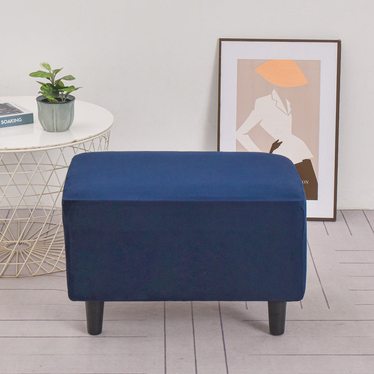 Bench Cover Plush Velvet LUCETTE Navy Blue-40x60cm