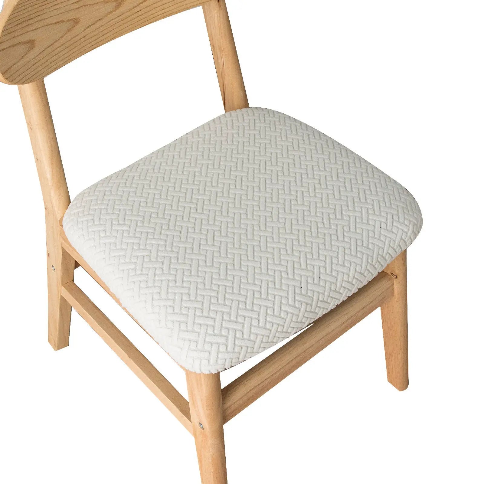 Chair Seat Cushion Covers Fleece Stretchable LUMIÈRE White-40x50x8cm