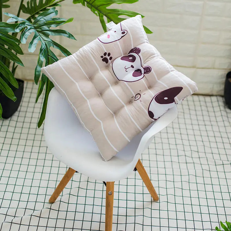 Chair Seat Cushion Covers Linen Cozy Mignon Cartoon Gray-40x40cm
