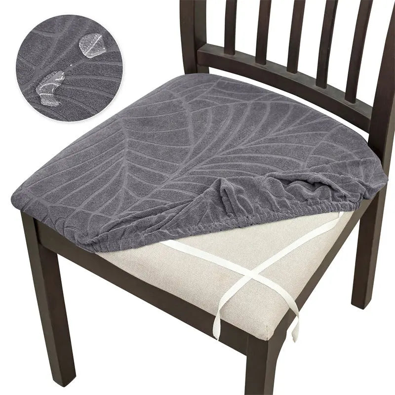 Chair Seat Cushion Covers Stretch Floral LÉAFINE Dark Gray-Big Leaves-1pcs