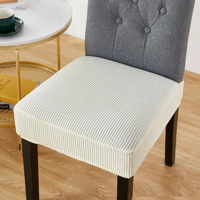 Chair Seat Cushion Covers Stretchable Elastic AMÉLIA White-Universal Size