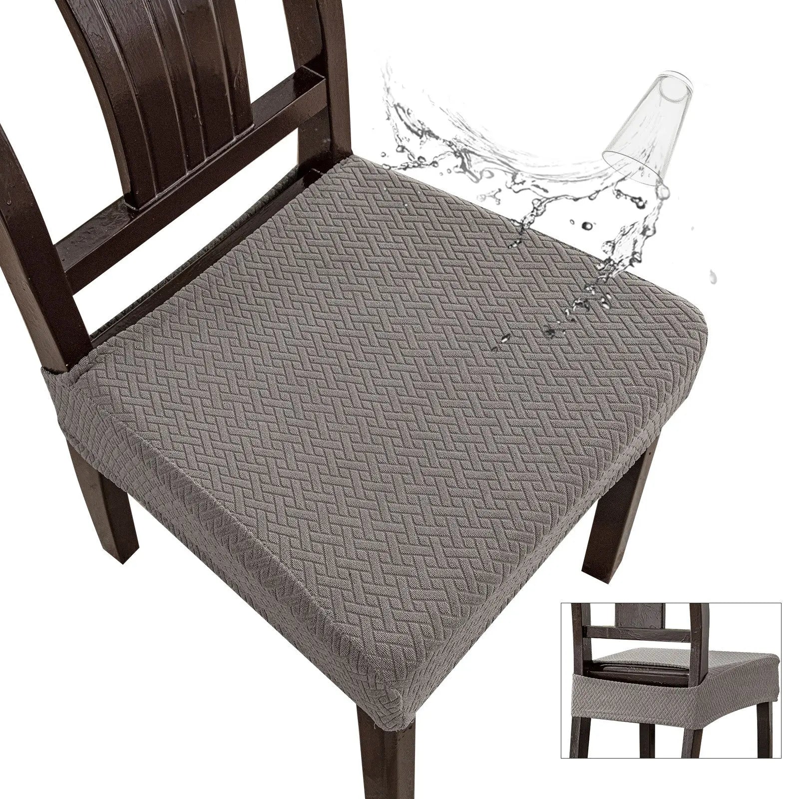 Chair Seat Cushion Covers Waterproof Polyester Aveline Light Gray-50*50*8