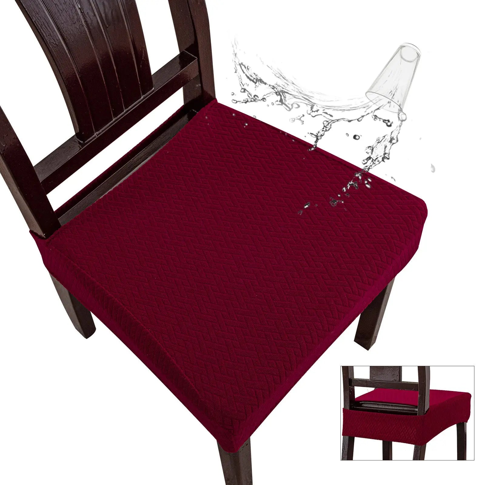 Chair Seat Cushion Covers Waterproof Polyester Aveline Wine Red-50*50*8