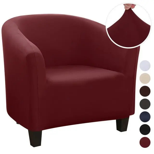 Club Chair Cover Waterproof Stretchable LUMIERE Wine red Shred milk