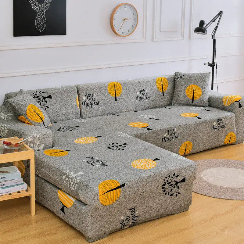 Corner Sofa Cover Stretchable Pet-Friendly LUMIELA Leaf fall-Individual