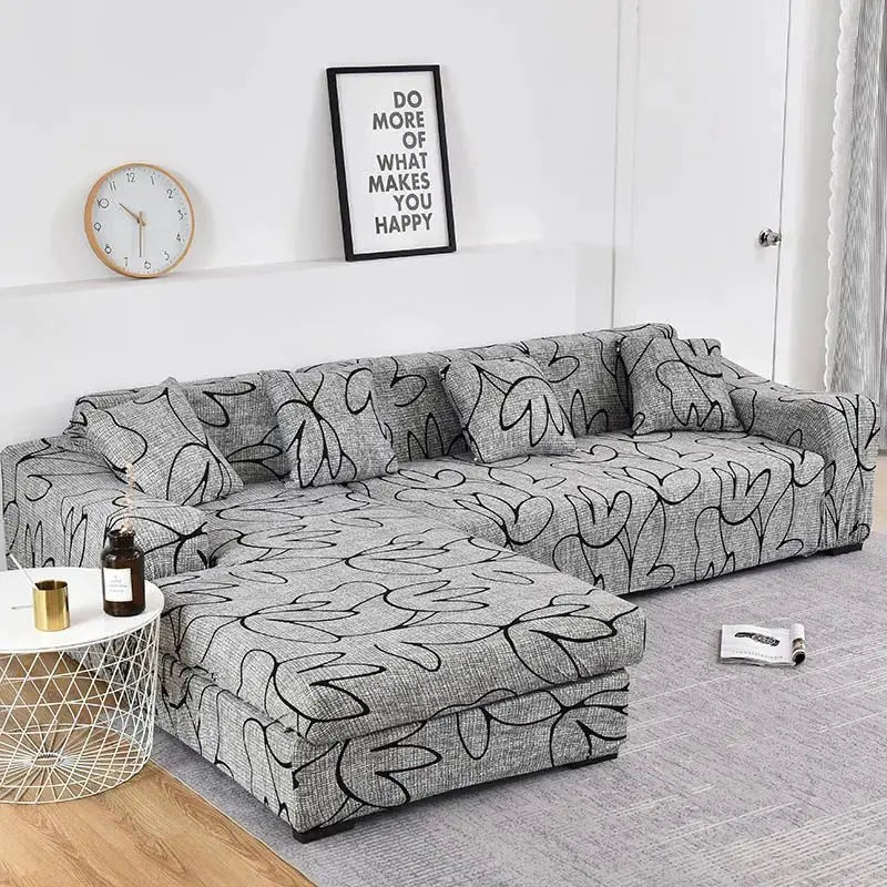 Corner Sofa Cover Stretchy Floral LUMINEA Color19-1seat 90to140cm