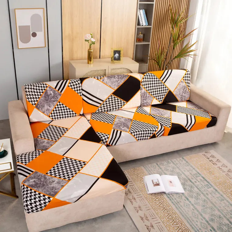 Sofa Seat Cover Non-Slip Stretchable ÉLOISE Hermes Orange-Single