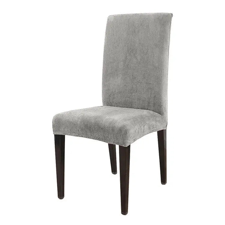 Dining Chair Covers Plush Stretchable CALINE Gray-Regular Size