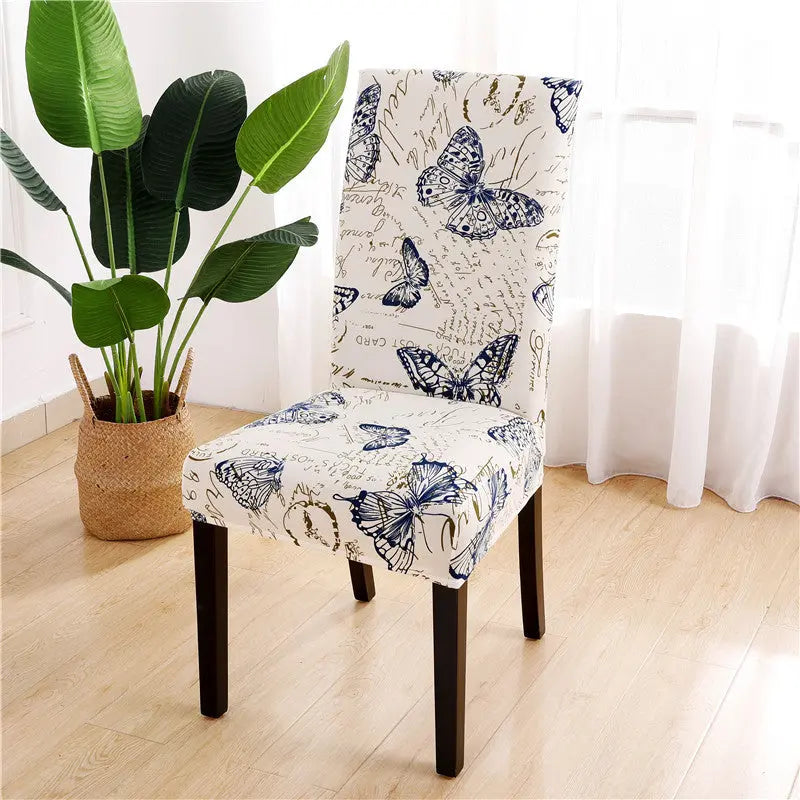 Dining Chair Covers Stretch Non-Slip LUMIÈRE Colorful Butterfly-General Size