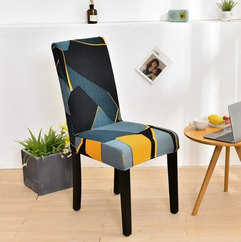 Dining Chair Covers Stretchable Polyester CYANELLE Cyan