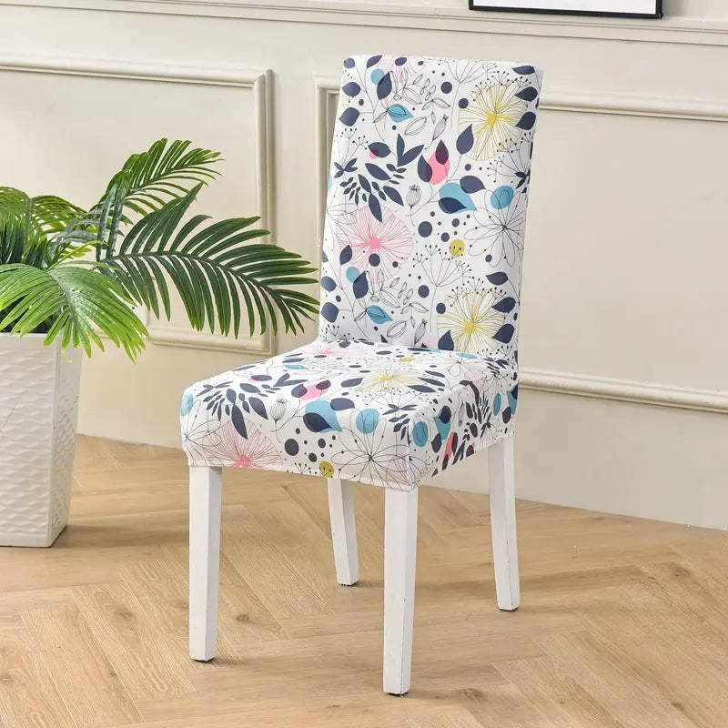 Dining Chair Covers Stretchable Polyester FLEURIS Early Summer-Regular