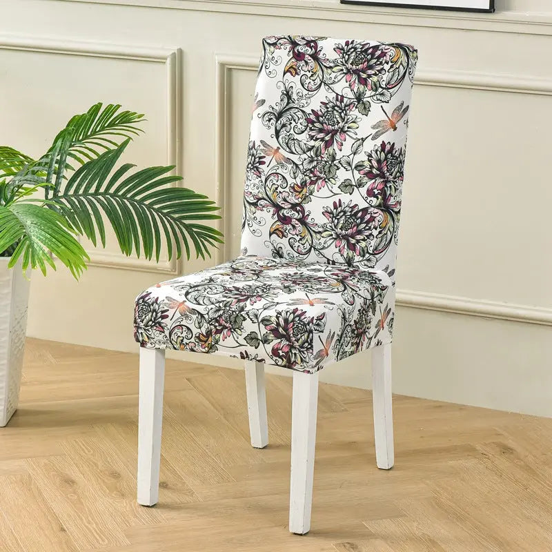 Dining Chair Covers Stretchable Polyester FLEURIS