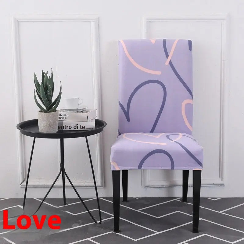 Dining Chair Covers Stretchable Polyester Luminéa Love-Free Size