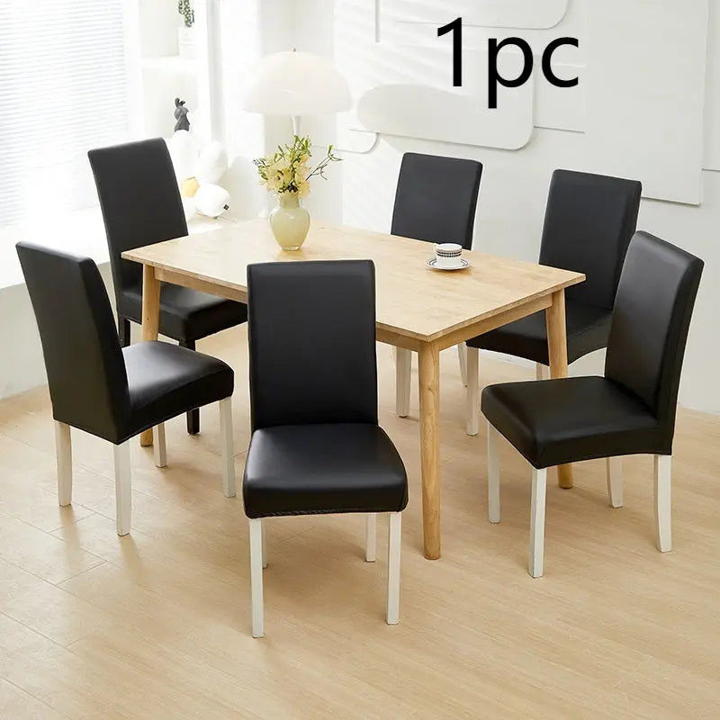 Dining Chair Covers Waterproof PU Cuirisle Black-Average Size