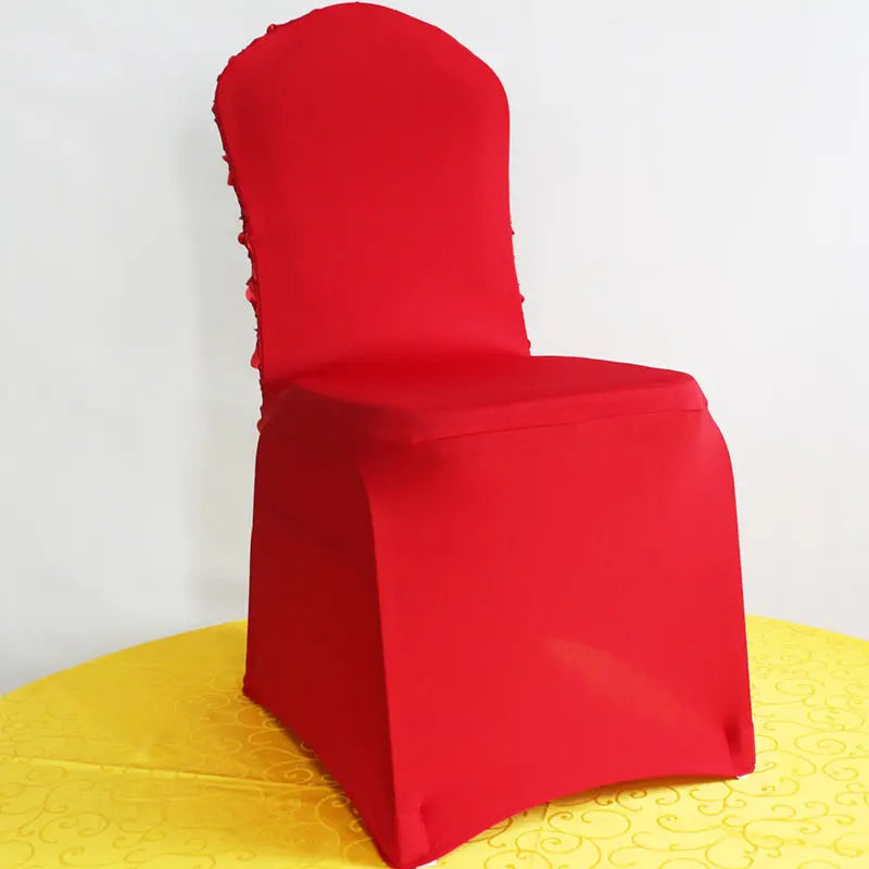 Event & Wedding Chair Covers Rose-Embroidered Roselle Red-95x45x45cm