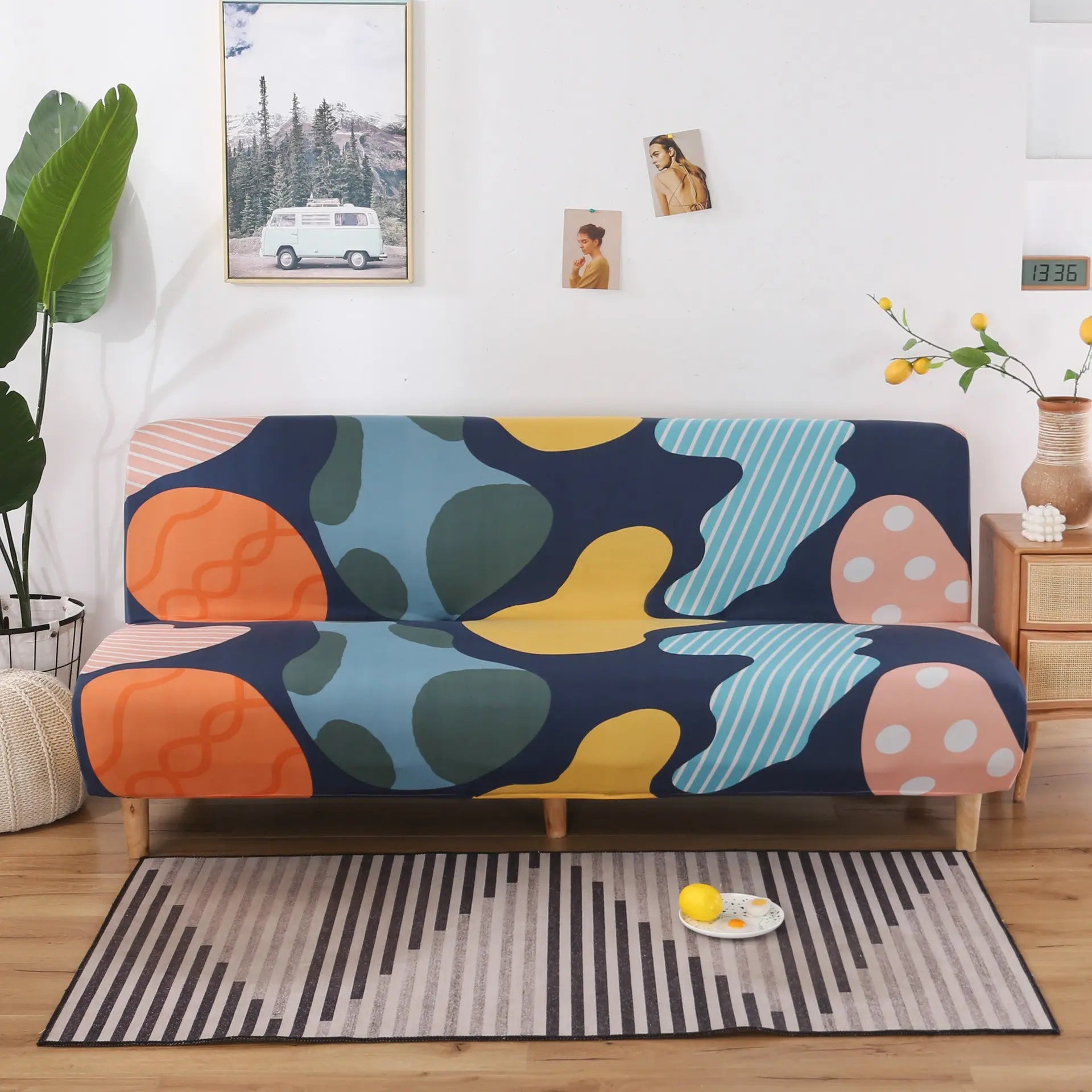 Futon Cover Printed Stretchable LUMIÈRE Colorful-Pillow Cover