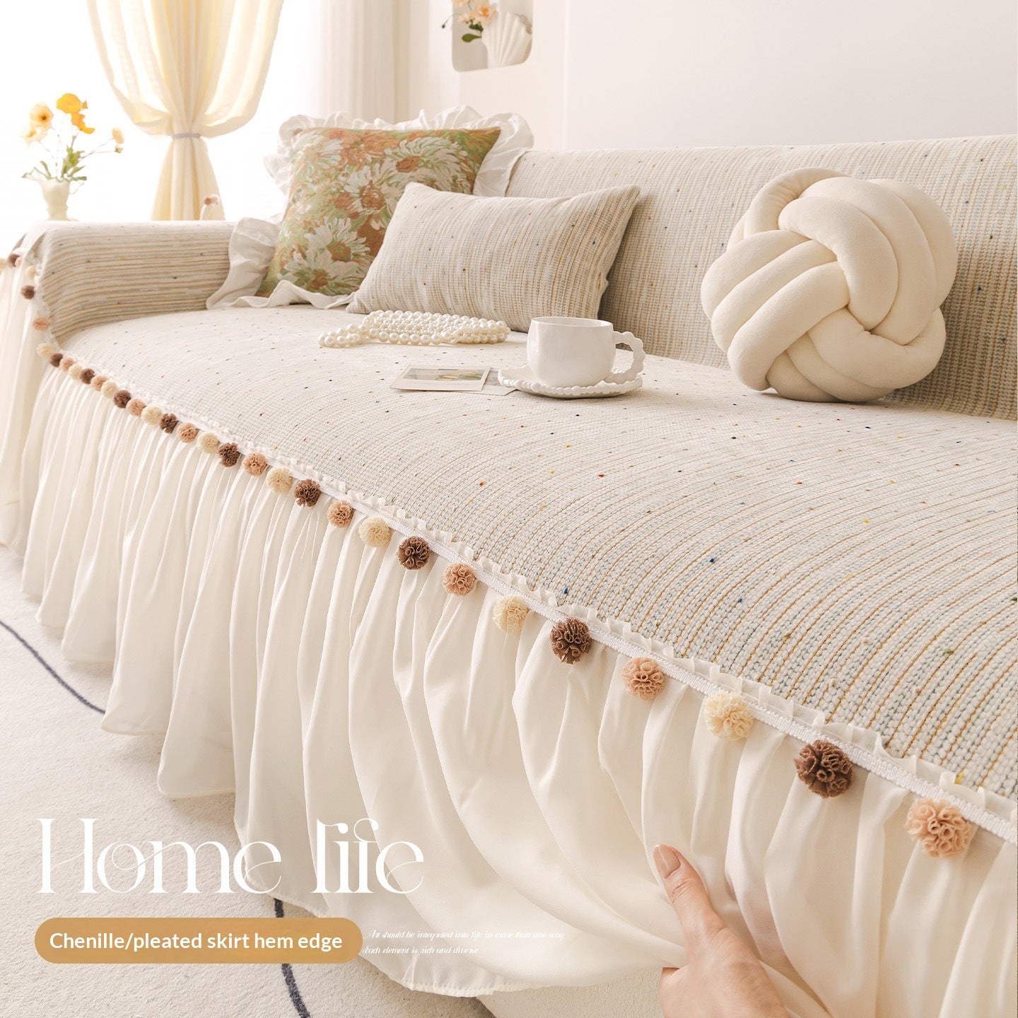 Lace Sofa Cover Chenille Non-Slip Violette