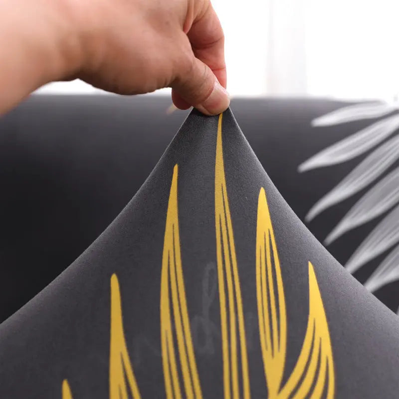 Loveseat Cover Stretch Leaf Vervaine