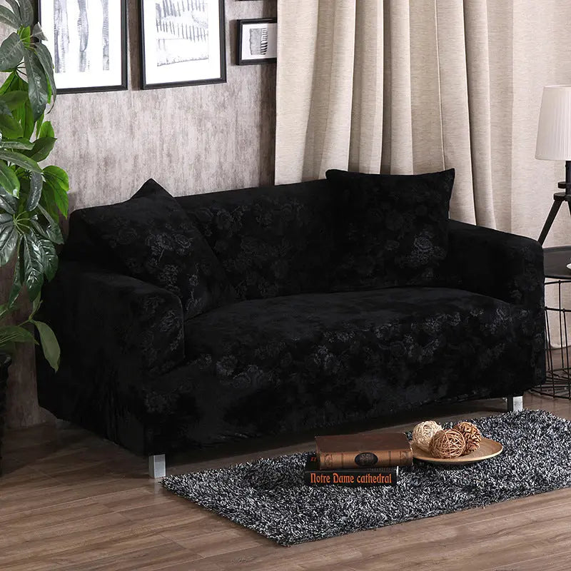 Loveseat Covers Stretchable Polyester Élanie Black-Double