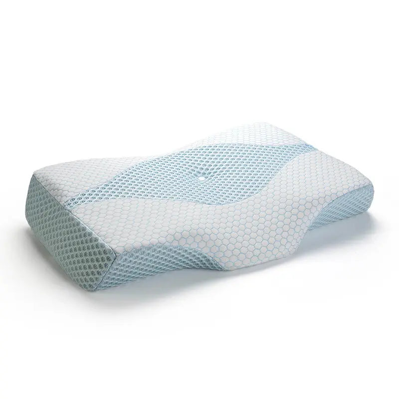 Memory Foam Pillow Cotton Butterfly AURELIA Blue and white-40x60x10cm