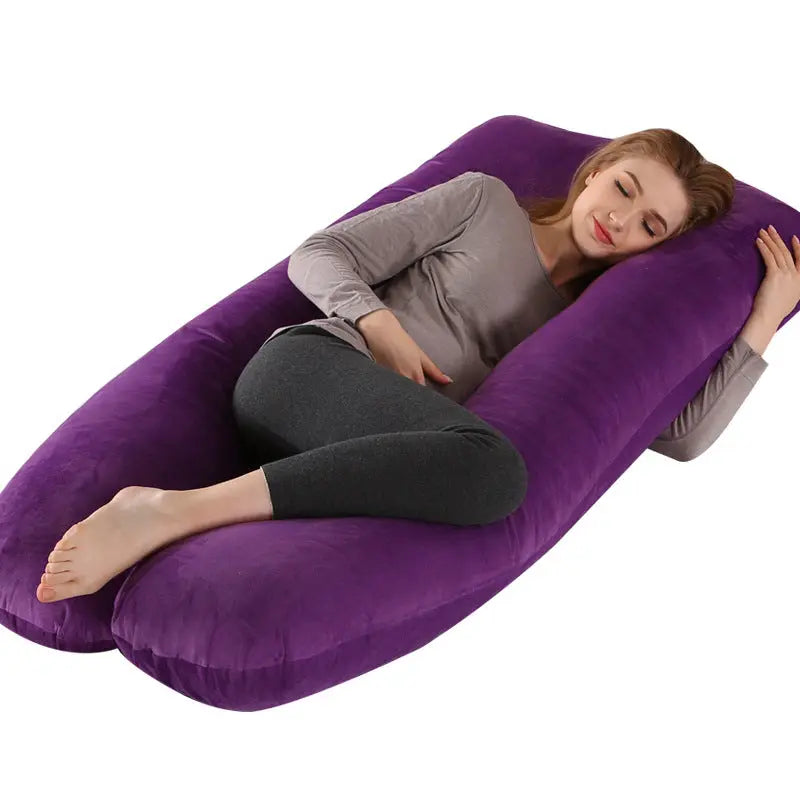Memory Foam Pillow Cotton Maternity U-Shape LUNÉA Purple-70x130cm