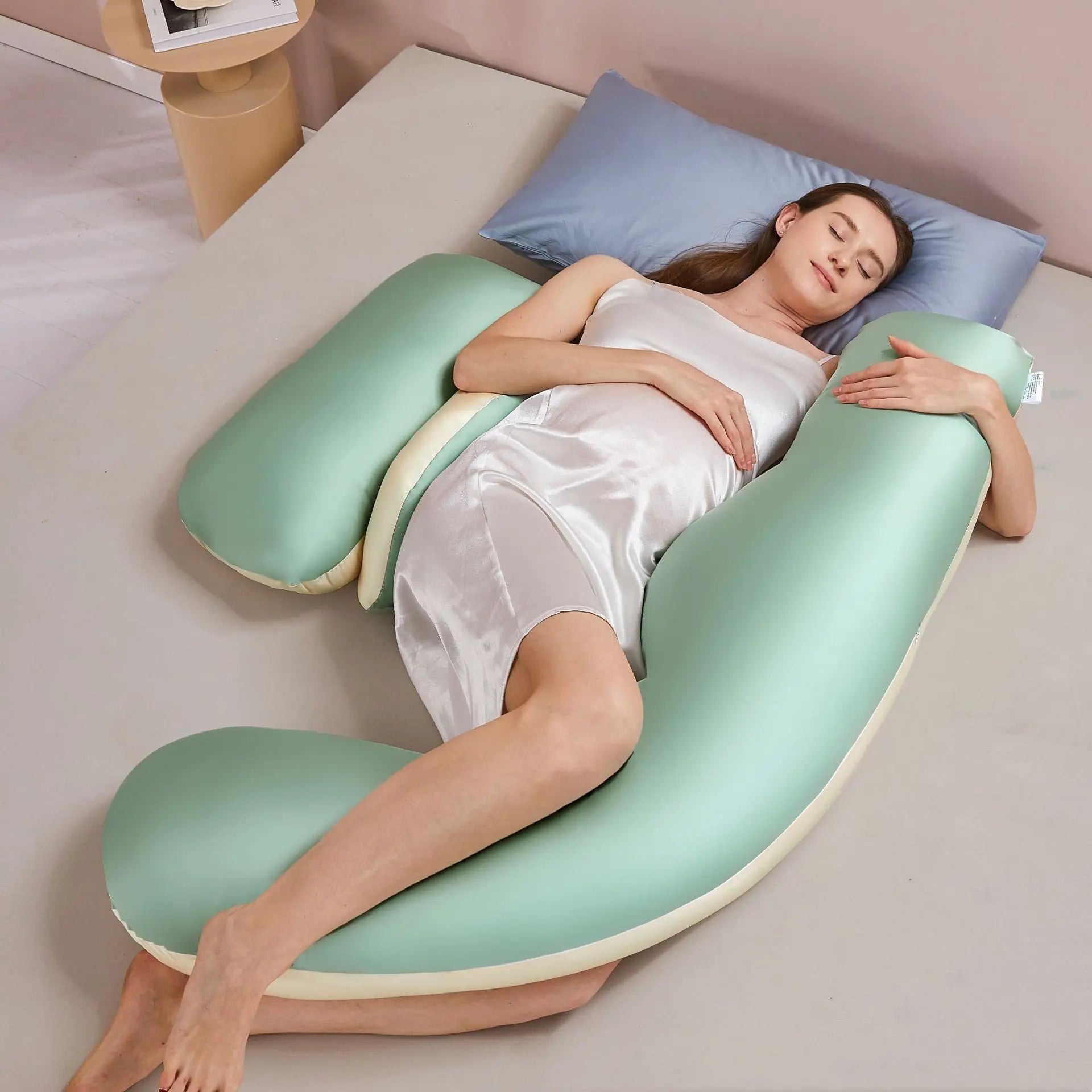Memory Foam Pillow Tencel Maternity Elarose Azure Green