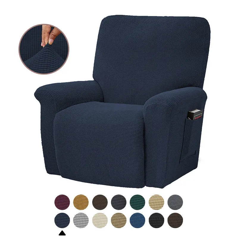 Recliner Chair Covers Fleece Stretch Virelle Blue