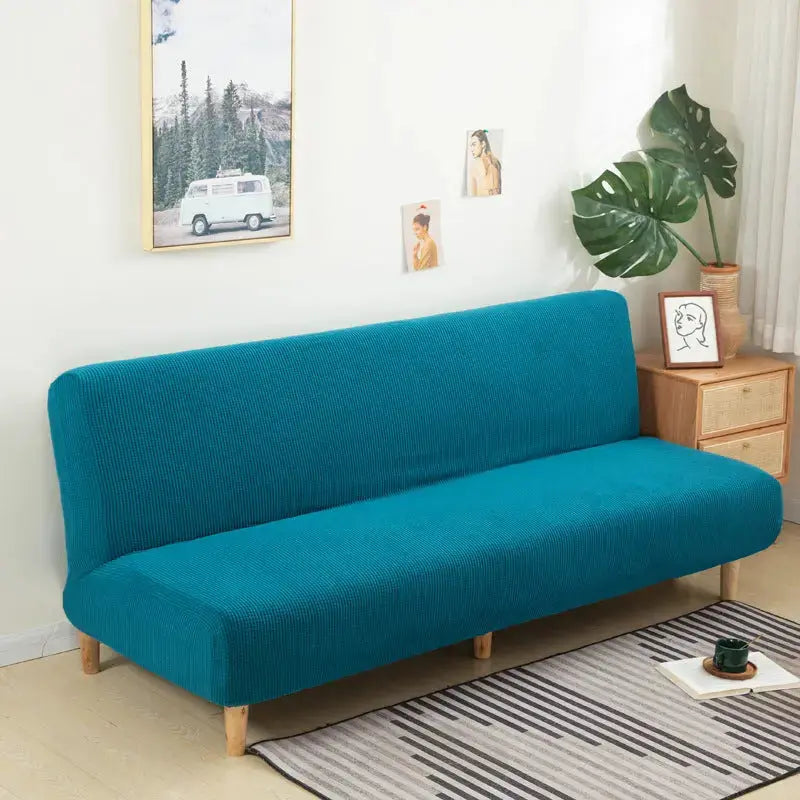 Recliner Sofa Cover Velvet Stretchable CHARMÉA Sapphire Blue-195 To 210 Large Size