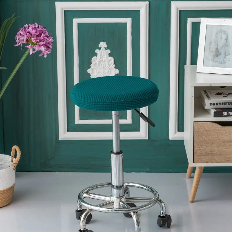 Rolling Stool Cover Stretch-Fit Colette Sapphire blue