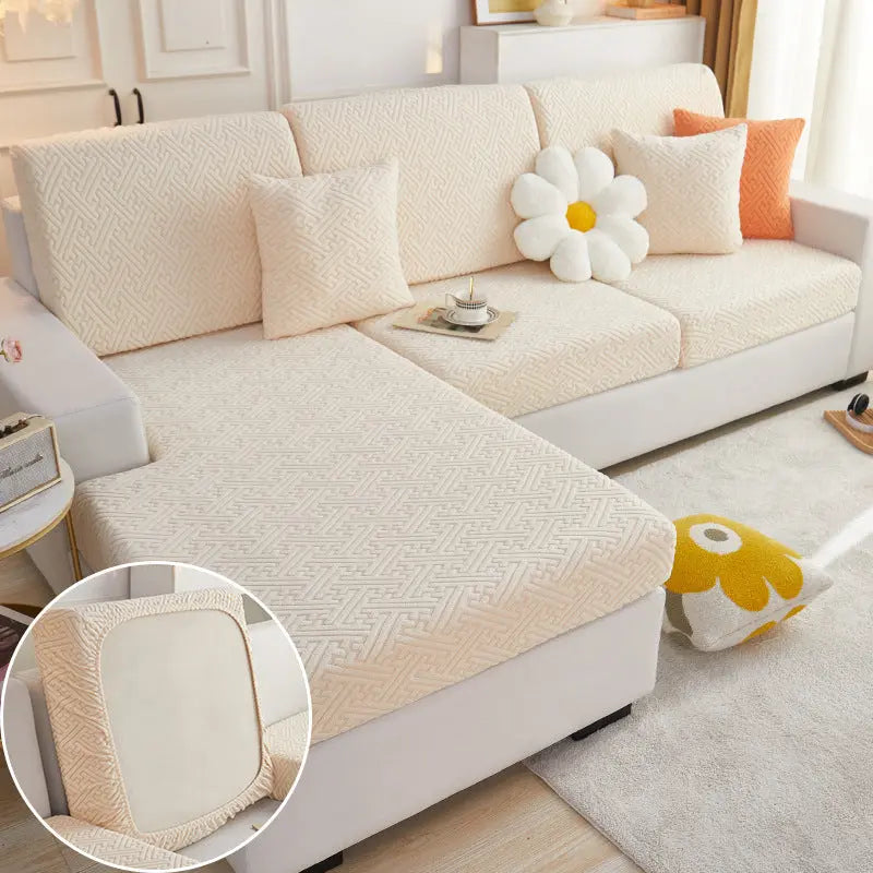 Sectional Sofa Seat Cover Stretch Cotton ELIANE