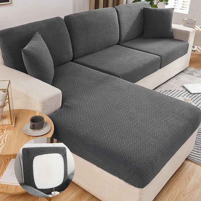 Sectional Sofa Seat Cover Stretch Fit MARCELA Grey-No1