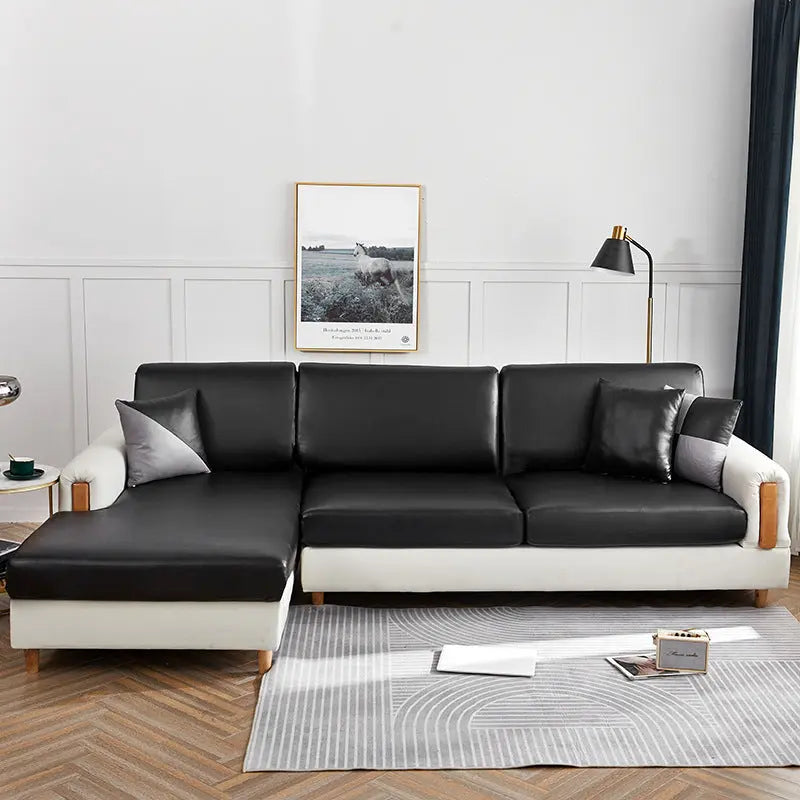 Sectional Sofa Seat Cover Tri-Proof Leather LUCINE Black-Single
