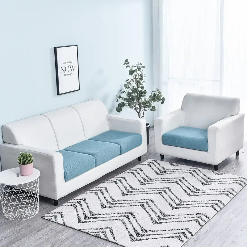 Sectional Sofa Seat Cover Velvet Cozy Élodie Blue-Single1