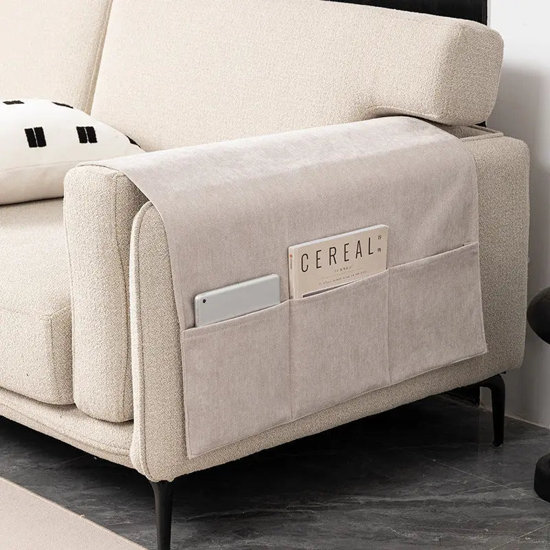 Sofa Armrest Cover Chenille Pocketed ELUNEA 01 Beige-40X110CM