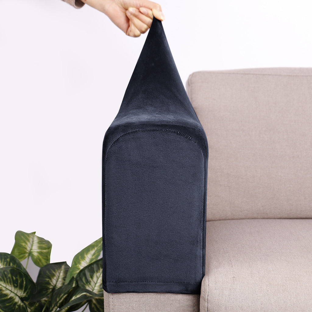 Sofa Armrest Cover Velvet Non-Slip VELUNE Navy Blue-Free Size A Set Of 2