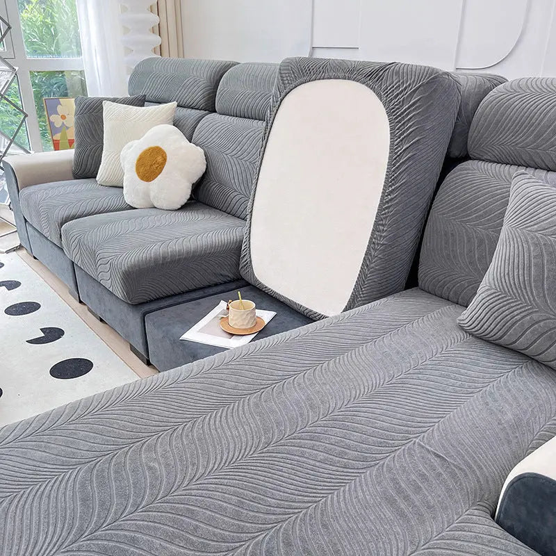 Sofa Seat Cover Waterproof Jacquard Coeurine Dark Gray-Style 2