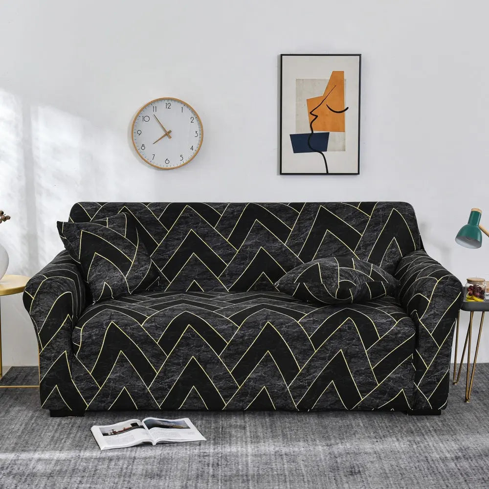 Stretch Sofa Covers Non-Slip Pet-Friendly LUCETTE Gold Thread Grid-Double 150to185cm